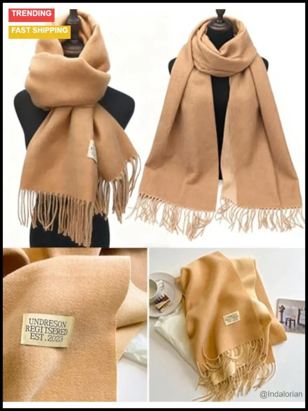 Cashmere-Feel Shawl Reversible Two-Tone Soft Fringe Wrap for Wedding Evening